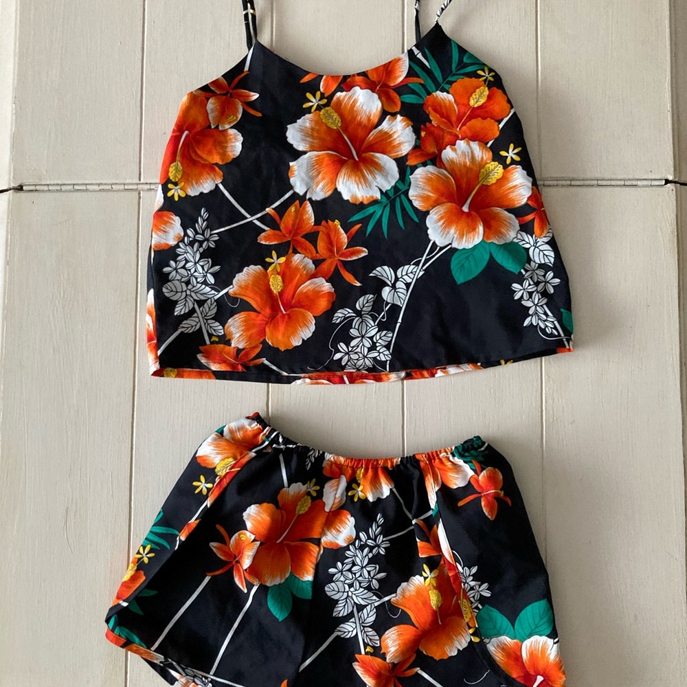 Vintage 90s hawaiian print matching set